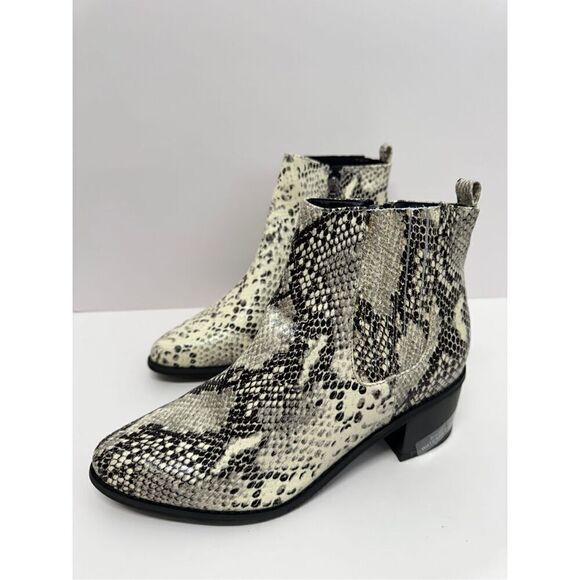 Blondo Ankle Booties Size 7 Snakeskin Embossed Leather Waterproof Block Heel NEW - Picture 2 of 10